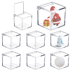 Quadratischer transparenter Kunststoff-Aufbewahrungsbehälter für Süßigkeiten, Snackbox in Lebensmittelqualität mit Klappdeckel, Transparent, 5.85x5.85x5.85 cm, Innendurchmesser: 5.25 cm