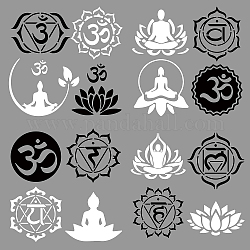 GORGECRAFT 4 Sheets Chakra Car Decal Om Aum Decal Lotus Yoga Sticker Namaste Decal Self Adhesive Reflective Sticker Wall Decals Automotive Exterior Decoration for SUV Truck Motorcycle, Silver&Black