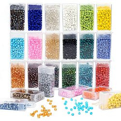 Perline semi di vetro, semi di colori opachi, tondo, colore misto, 4mm, Foro: 1~1.5 mm, 100 pz / colore, 2400pcs/scatola