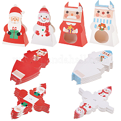 Benecreat 24шт 4 стиля рождественские складные подарочные коробки, с окном, на подарки конфеты печенье, разноцветные, 10~10.3x5~10.6x15.6~16.9 см, 6шт / стиль