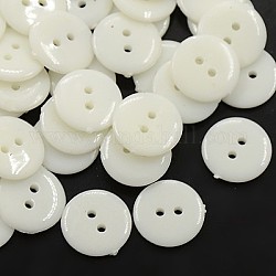 Bottoni da cucire acrilico, bottoni plastico per  costume design, 2-foro, tinto, rotondo e piatto, bianco, 12x2mm, Foro: 1 mm