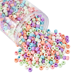 Chgcraft 240 g 6 Farben Acryl-Perlen mit großem Loch, Bonbonfarben, flach, rund/Scheibe, Mischfarbe, 8x5 mm, Bohrung: 3.5 mm, 40 g / Farbe