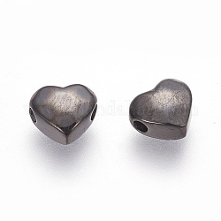 Perles en 304 acier inoxydable, cœur, polissage manuel, électrophorèse noir, 7.5x8.5x4mm, Trou: 1.5~1.6mm