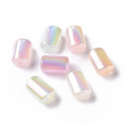 Placage uv perles acryliques lumineuses irisées arc-en-ciel, perles de paillettes, brillent dans le noir, rectangle, couleur mixte, 18.5x12x8.5mm, Trou: 2.8mm