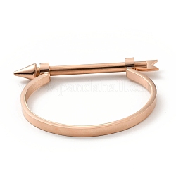 304 jonc en forme de d en acier inoxydable avec vis à flèche, bracelet en fer à cheval manille pour hommes femmes, or rose, diamètre intérieur: 1-7/8x2-3/8 pouce (4.8x6.1 cm)