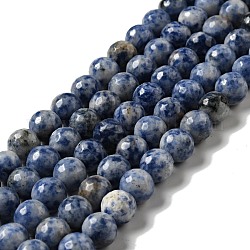 Fili di perle di diaspro macchia blu naturale, smerigliato, tondo, 10mm, Foro: 1.2~1.4 mm, circa 37~38pcs/filo, 14.25''~14.76'' (36.2~37.5 cm)