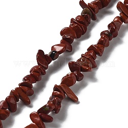 Chapelets de perles en jaspe rouge naturel, puce, 1~5x3~16x3~5mm, Trou: 0.8~0.9mm, 29.92~32.68'' (76~83 cm)