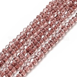 Imitation Austrian Crystal 5301 Bicone Beads, Faceted Glass Beads Strands, Old Rose, 2x3mm, Hole: 0.5mm, about 160~180pcs/strand, 16.54 inch~17.32 inch(42~44cm)