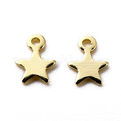 Brass Charms, Star,  Long-Lasting Plated, Real 24K Gold Plated, 5x4x0.3mm, Hole: 0.5mm