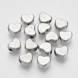 Ccb perline di plastica, cuore, platino, 6x7x3.5mm, foro: 1.8mm, circa 4900pcs/500g
