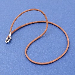 レザーコードネックレス作り  真鍮製のロブスター留め金付き  ペルー  18.1インチ  3mm