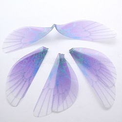 Ala de mariposa de gasa artesanal artificial, alas de libélula de organza hechas a mano, degradado de color, accesorios del ornamento, púrpura, 98x19mm, agujero: 1 mm