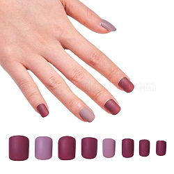 Nail Art Sets, with 24pcs Plastic Nail Tips, 24pcs Double Side Jelly Nail Glue , Coconut Brown, 14.5~23x7~14mm, about 24pcs/set