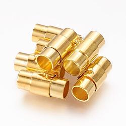 Латунная фиксирующая трубка магнитные застежки, колонка, золотые, 17x7~8 мм, отверстие : 6 мм