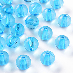 Perles en acrylique transparente, ronde, bleu profond du ciel, 12x11mm, Trou: 2.5mm, environ 566 pcs/500 g