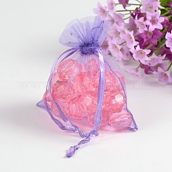 Organza Bags, with Paillette, Rectangle, Medium Purple, about 10cm wide, 12cm long
