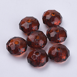 Perles en acrylique transparente, facette, rondelle, brun coco, 22x15mm, Trou: 3mm, environ 135 pcs/500 g