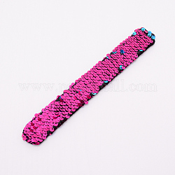 Nixenklapsarmbänder, zweifarbige reversible charm pailletten flip-armbänder, tief rosa, 214x28x5.5 mm
