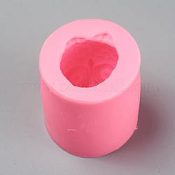 Owl Food Grade Silicone Molds, Fondant Molds, For DIY Cake Decoration, Chocolate, Candy, UV Resin & Epoxy Resin Jewelry Making, Pink, 50x52mm, Inner Diameter: 30mm