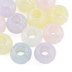 Galvanisieren Sie europäische Acrylperlen, Großloch perlen, perlig, Runde, Mischfarbe, 15.5x13 mm, Bohrung: 6.5 mm