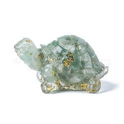 Украшение для дисплея черепахи из смолы, с золотой фольгой и натуральными зелеными кусочками авантюрина внутри статуй для украшения домашнего офиса, 50x30x27 мм
