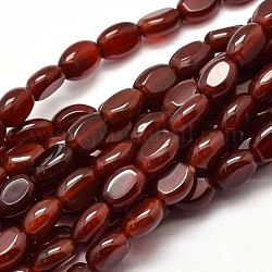 Oval natürlichen Karneol Perlenstränge, gefärbt und erhitzt, 8x6x4 mm, Bohrung: 1 mm, ca. 51 Stk. / Strang, 15.74 Zoll