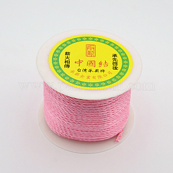 Полиэстеровые шнуры, круглая строка , розовый жемчуг, 1 мм, около 54.68 ярда (50 м) / рулон