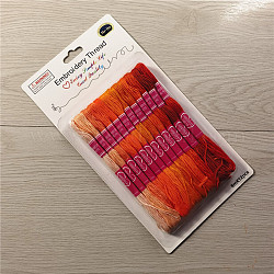 12 ovillo 12 colores Hilo de bordar de polialgodón (algodón poliéster) de 6 capas, hilos de punto de cruz, degradado de color, naranja, 0.8mm, 8 m (8.74 yardas)/madeja