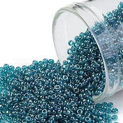 Toho perles de rocaille rondes, Perles de rocaille japonais, (108bd) sarcelle transparente lustrée, 15/0, 1.5mm, Trou: 0.7mm, environ 3000 pcs/10 g