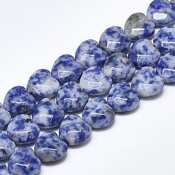 Fili di perle di diaspro macchia blu naturale, sfaccettato, cuore, 10x10x5mm, Foro: 1.2 mm, circa 20pcs/filo, 7.4 pollice