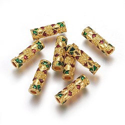 Perles tubulaires en alliage, avec l'émail, colorées, 17x5.5mm, Trou: 2.5mm