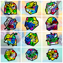 Conjunto de artesanía atrapasol, para niños ventana pintura arte pintura, Patrón de plantas, 19.9~21x7.6~21 cm, aproximamente 12 PC / sistema