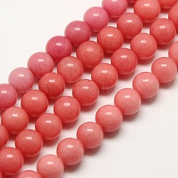 Natural Malaysia Jade Bead Strands, Round Dyed Beads, Light Coral, 8mm, Hole: 1mm, about 49pcs/strand, 15.4 inch