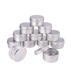 Canettes rondes en aluminium de 80 ml, pot en aluminium, conteneurs de stockage pour cosmétiques, bougies, des sucreries, avec couvercle à vis, couleur d'argent, 6.8x3.5 cm, capacité: 80 ml (2.7 oz liq.)