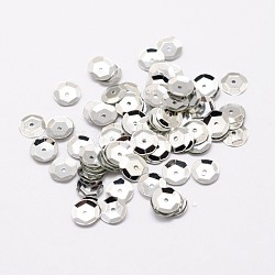 Abalorios de plástico paillette, abalorios lentejuelas semi-ahuecadas, orificio central, plata, 5x0.5mm, agujero: 1 mm