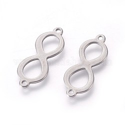 201 Stainless Steel Links connectors, Infinity, Stainless Steel Color, 21.5x8x1mm, Hole: 1.2mm