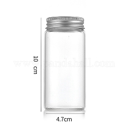 Колонна стеклянная винтовая верхняя трубка для хранения шариков, прозрачные стеклянные бутылки с алюминиевыми губками, серебряные, 4.7x10 см, емкость: 130 мл (4.40 жидких унции)