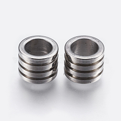 304 perline in acciaio inossidabile, perline con foro grande, colonna, colore acciaio inossidabile, 10x8mm, Foro: 6.5 mm