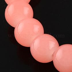 Jelly Style Spray Painted Round Glass Beads Strands, Salmon, 4mm, Hole: 1mm, about 200pcs/strand