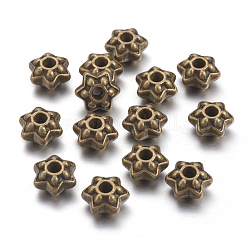 Perles de séparateur de style tibétain , couleur de bronze antique, étoiles du nord, sans plomb et sans cadmium, 9 mm de diamètre, Longueur 5mm, Trou: 2mm