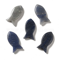 Pendentifs aventurine bleus naturels, breloques de poissons, 39x20x7~7.5mm, Trou: 2.3mm