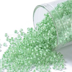 TOHO Round Seed Beads, Japanese Seed Beads, (975) Inside Color Crystal/Neon Sea Foam Lined, 11/0, 2.2mm, Hole: 0.8mm, about 135000pcs/pound