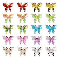 Pandahall 60 Stück 10 Farben transparente Harz-Cabochons, Glitzer-Schmetterling, Mischfarbe, 9x11x3.5 mm, 6 Stk. je Farbe