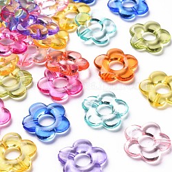 Cadres de perles acryliques transparents, fleur, couleur mixte, 19x20x3.5mm, Trou: 1.6mm, diamètre intérieur: 6.5 mm, environ 632 pcs/500 g