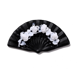 Creative Mini Resin Fan, for Dollhouse Accessories Pretending Decorations, Black, 29x51.5x9mm, 2pcs/set