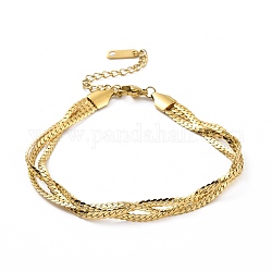 304 pulsera de cadena de eslabones cubanos trenzados de acero inoxidable para mujer, dorado, 6-1/4~6-5/8 pulgada (16~16.9 cm)