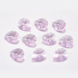 Faceted Glass Rhinestone Pendants, Imitation Austrian Crystal, teardrop, Light Rose, 12x10x5.5mm, Hole: 1.4mm