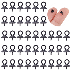 UNICRAFTALE 50Pcs Black Peg Bails 304 Stainless Steel Cup Pearl Screw Eye Pin Pearl Bails Pearl Screw Bails 7x4mm Cup Eye Pin for Half-drilled Beads Bracelets Necklace Jewelry Making