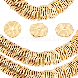 PandaHall 18K Gold Plated Spacer Beads, 50pcs Flat Round Loose Beads Brass Wavy Disc Beads for DIY Bracelets Necklaces Earrings Jewellery Making Craft Making, 8mm in Diameter