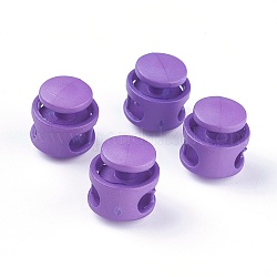 Cierres de cuerda de plástico, con fornituras de hierro, Platino, violeta oscuro, 17x17x16mm, agujero: 4x6.5 mm